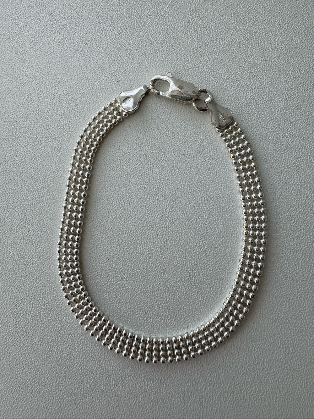 Sterling Silver Beaded Multi-Row Bracelet
